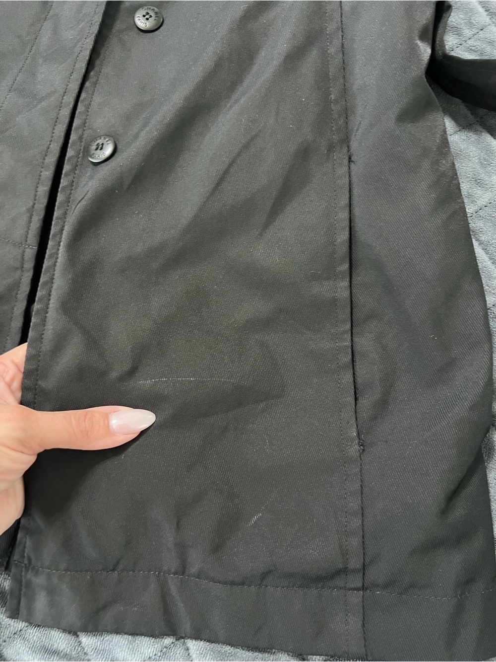 Chanel Jacket Women's Size 4 Vintage Nylon Trench Coat Style Button Front C3 - Picture 9 of 16